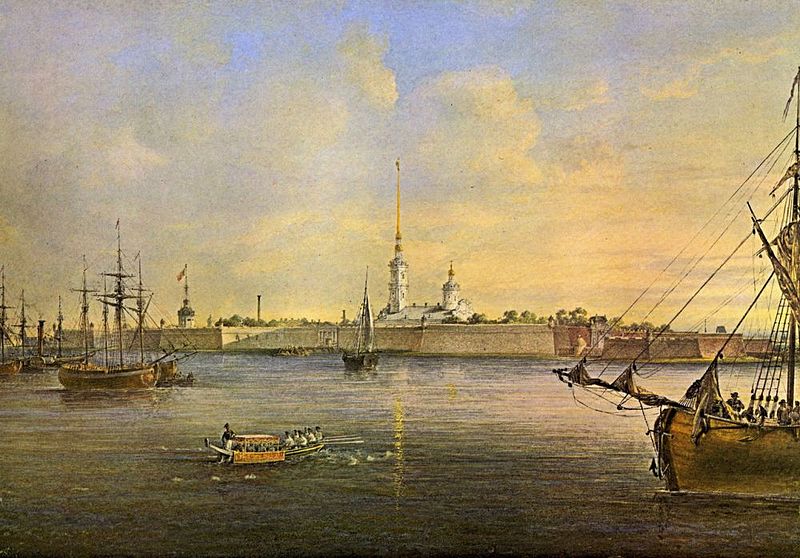 В. С. Садовников. Вид Невы и Петропавловской крепости (акварель, 1847, Эрмитаж) Фото: cyclowiki.org/wiki