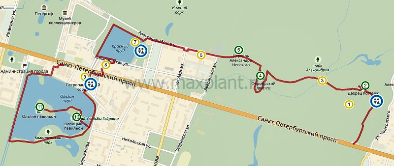 Карта маршрута "Парки Петергофа" Карта маршрута "Парки Петергофа"