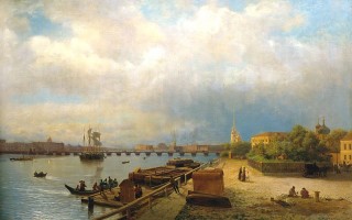 Л. Лагорио. Вид с Петропавловской набережной на Неву, 1859, источник фото: Wikimedia Commons