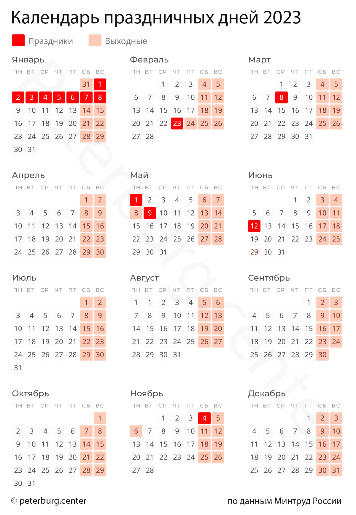 Календарь 2023 с праздниками